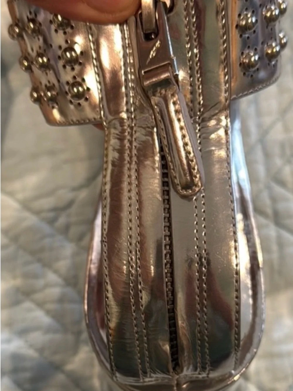 Brian Atwood shiny silver